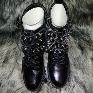 Leather Ankle Boots with  Studded Details